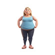© Iaroslav - Cute 3d icon people Fat girl posing, wants to play sports. Positive body plus size woman character illustration. Cartoon minimal style on isolated transparent background png. Generative ai