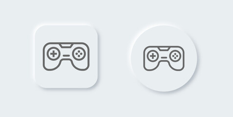 Poster - Joystick line icon in neomorphic design style. Game controller signs vector illustration.