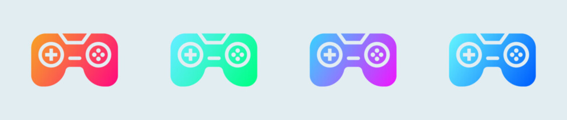 Poster - Joystick solid icon in gradient colors. Game controller signs vector illustration.