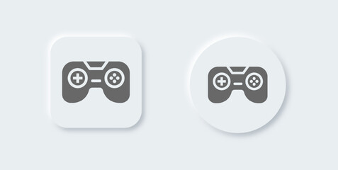 Poster - Joystick solid icon in neomorphic design style. Game controller signs vector illustration.