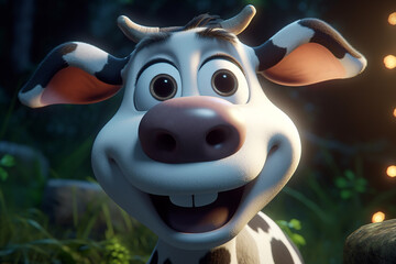 Happy cute cow cartoon character.