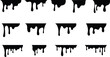 © AspctStyle - Black melting drips paint collection. melt drips paint abstract liquid vector elements. border and drips ink set