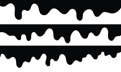seamless black melting drips paint collection. melt drips paint abstract liquid vector elements. bor