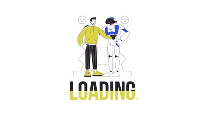Fototapete - Hybrid intelligence loader animation. AI human augmentation. Flash message 4K video footage. Isolated outline colour loading progress indicator with alpha channel transparency for UI, UX web design