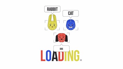 Fototapete - Computer vision loader animation. AI image recognition. Flash message 4K video footage. Isolated outline colour loading progress indicator with alpha channel transparency for UI, UX web design