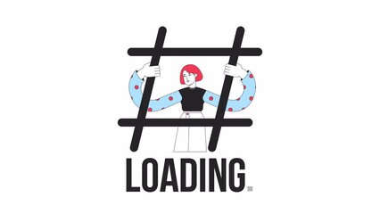 Fototapete - Hashtag obsessed loader animation. Social media platform. Flash message 4K video footage. Isolated outline colour loading progress indicator with alpha channel transparency for UI, UX web design