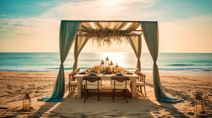 A mesmerizing image of an elegant seaside dining setup, offering a sophisticated and unique culinary experience for affluent travelers