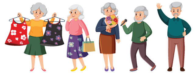 Wall Mural - Set of old people characters