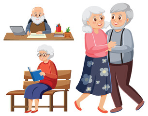 Wall Mural - Set of old people characters