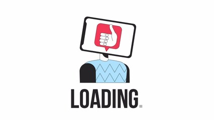 Fototapete - Tablet head loader animation. Addict to likes on social media. Flash message 4K video footage. Isolated outline colour loading progress indicator with alpha channel transparency for UI, UX web design