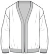 mens long sleeve drop shoulder cardigan flat sketch vector illustration technical cad drawing template
