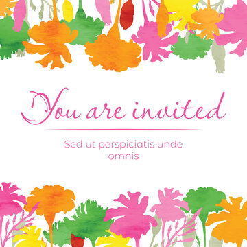 Isolated frame with hand drawn garden flowers