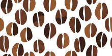 Vector Seamless Brown Coffee Beans. Simple Vector Pattern For Coffee Shops, For Print And Interior. Cafe Pattern.