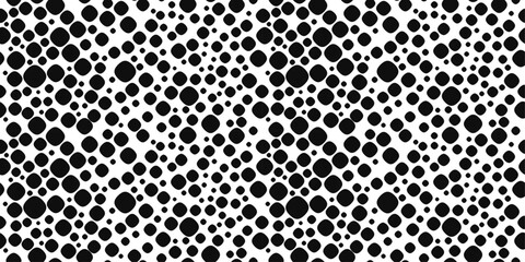 Poster - Black dots. A vector pattern of black, rounded shapes of different sizes scattered across the canvas. Seamless vector pattern.