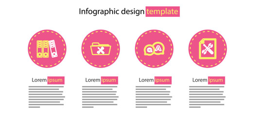 Poster - Set line Question and Answer, File document service, Folder and Office folders icon. Vector