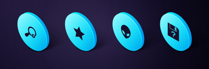 Poster - set isometric unknown document, alien, star and search icon. vector