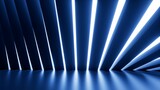 Fototapeta Przestrzenne - 3d render, abstract geometric background. Dark blue planks and white light slots. Modern minimalist wallpaper