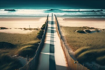 Wall Mural - winding coastal road with a panoramic view of the ocean ahead. Generative AI