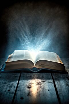 the bible the word of god with celestial blue lighting effects way to salvation the gospel generativ