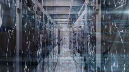 Poster - Animation of data processing and network of connections over server room