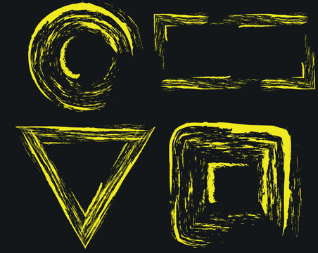  Grunge yellow Urban Vector Texture Template. Dark Messy Dust Overlay Distress Background. Easy To Create Abstract Dotted, Scratched, Vintage Effect With Noise And Grain