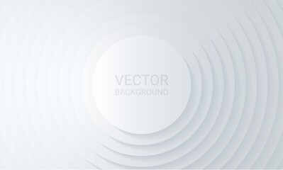 Poster - Concentric circles with shadows. Abstract light background. White circulars. Cut out paper. Vector graphic design