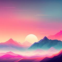 Poster - Colourful Mountain, Generative AI, Illustration