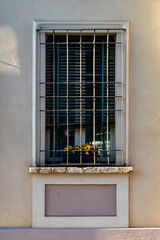 Sticker - Vertical shot of a window with old gratings during the day