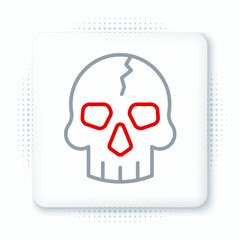 Canvas Print - Line Skull icon isolated on white background. Pirate captain. Happy Halloween party. Colorful outline concept. Vector