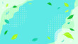 青空に若葉が風に舞うかわいい5月のイメージ、ベクターデザイン背景イラスト素材