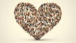 Diverse group of people come together in a heart shape to showcase the power of community. With unity at its core, this image highlights the importance of support, love, and inclusion. Generative AI