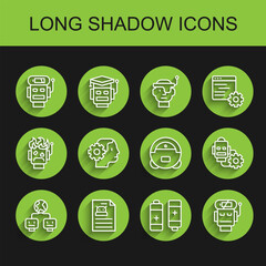 Poster - set line artificial intelligence, technical specification, robot low battery charge, battery, humano