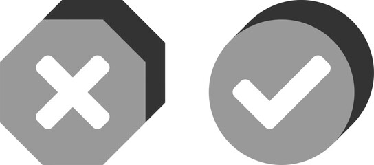 Poster - yes and no or right and wrong or approved and declined icons with check mark and x cross signs. vect