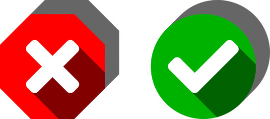 Poster - yes and no or right and wrong or approved and declined icons with green check mark and red x cross s
