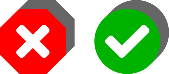 Poster - yes and no or right and wrong or approved and declined icons with green check mark and red x cross s