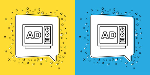 Poster - set line advertising icon isolated on yellow and blue background. concept of marketing and promotion