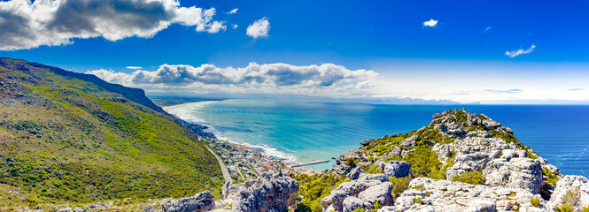 Wall Mural - Elevated panoramic view of Kalk Bay Harbour, Cape Town