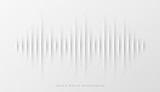 Fototapeta  - Sound wave equalizer lines on gray and white background. Visualization futuristic design element. Radio and music template design. Modern voice sound recognition in papercut style. Vector illustration