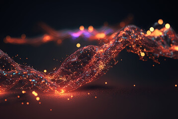 Aufkleber - Technology concept of data flow. Data collecting and sorting in digital abstraction. Generated AI.
