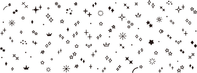 Wall Mural - かわいい手書きのキラキラ・星セット