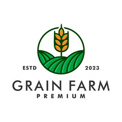 Wall Mural - Agriculture Grain Farm Logo Design Vector Illustration