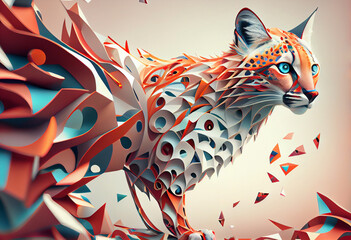 Poster - An abstract, surrealist  animal prints. Generative AI technology.
