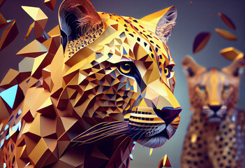 Poster - An abstract, surrealist  animal prints. Generative AI technology.
