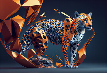 Poster - An abstract, surrealist  animal prints. Generative AI technology.
