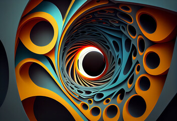 Poster - Beautiful abstract, surrealist Black holes background.  Generative AI technology.	
