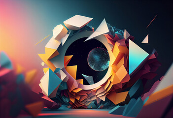 Poster - Beautiful abstract, surrealist Month background.  Generative AI technology.	

