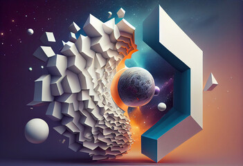 Poster - Beautiful abstract, surrealist The Milky Way and its components background.  Generative AI technology.	
