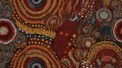 Wall Mural - Australian Aboriginal traditional dot art texture background design, pattern, Generative AI