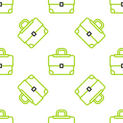 Poster - Line Briefcase icon isolated seamless pattern on white background. Business case sign. Business portfolio. Vector