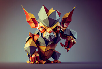 Poster - A complex, multi-layered pattern of interlocking shapes that resembles a Goblin face. Generative AI technology.	
